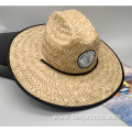 Beach straw sun hat with adjustable chin cord